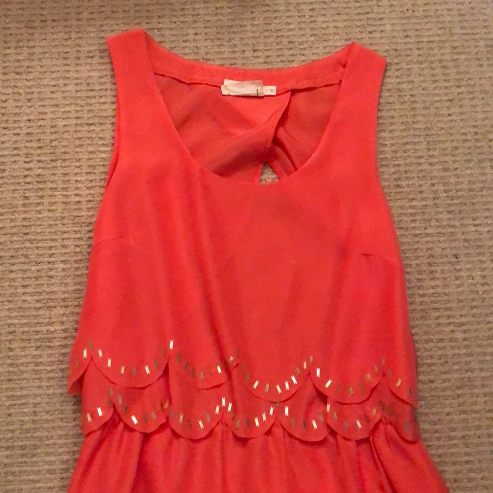 Coral Lush dress with cute sequins & scallop edges